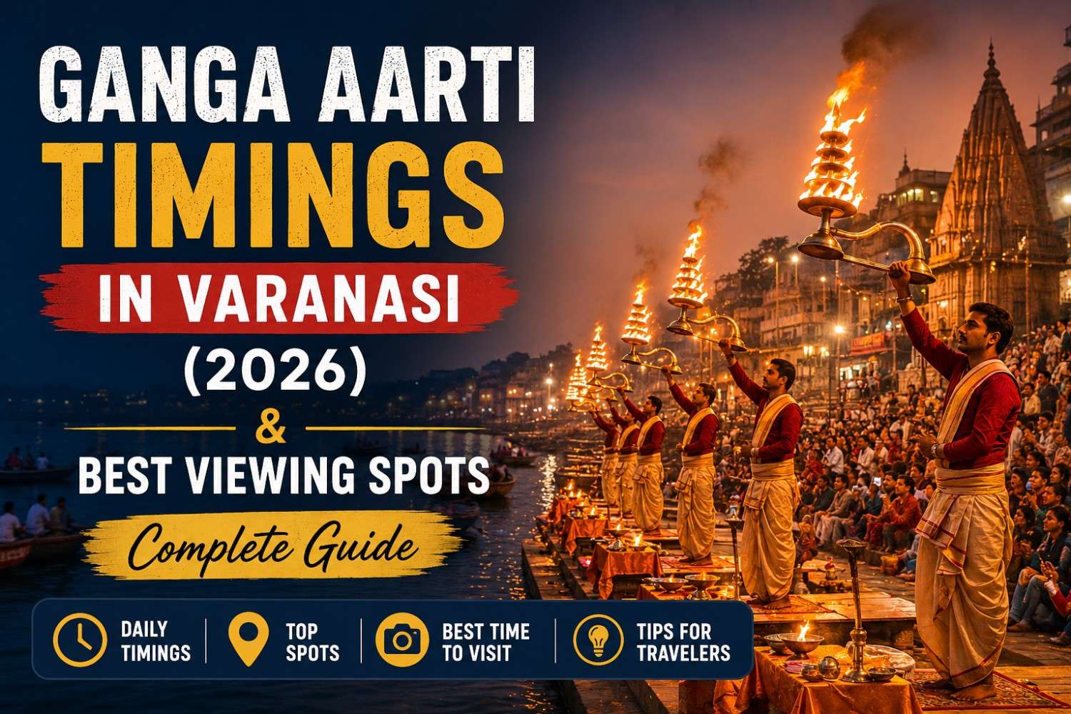 Ganga Aarti Timings in Varanasi (2026) & Best Viewing Spots – Complete Guide