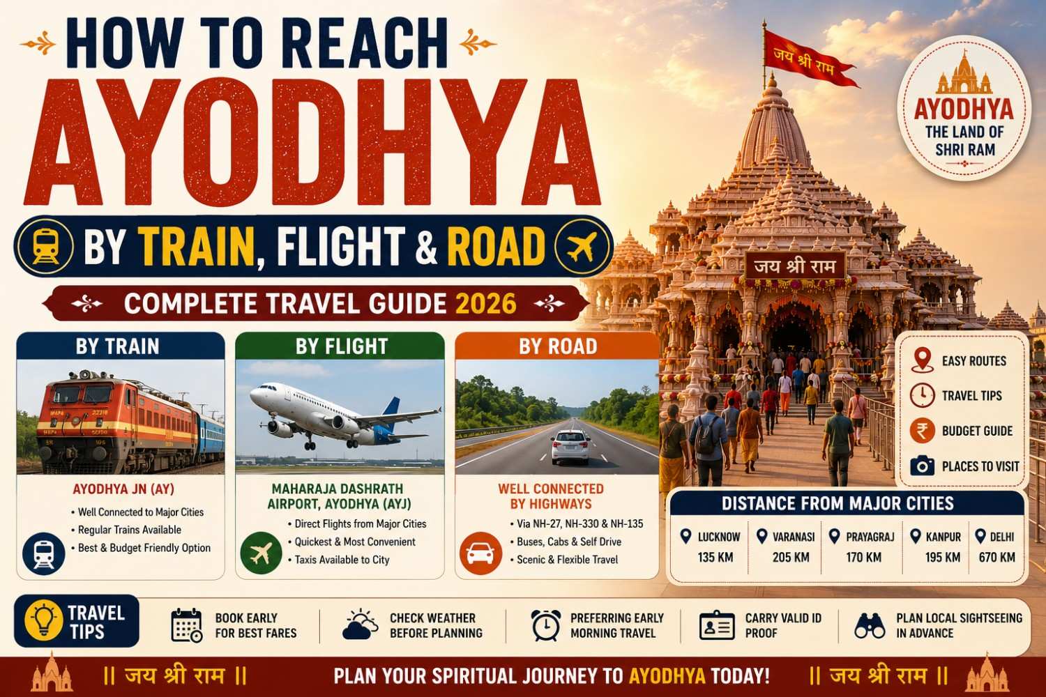 How to Reach Ayodhya by Train, Flight & Road (Complete Travel Guide 2026)