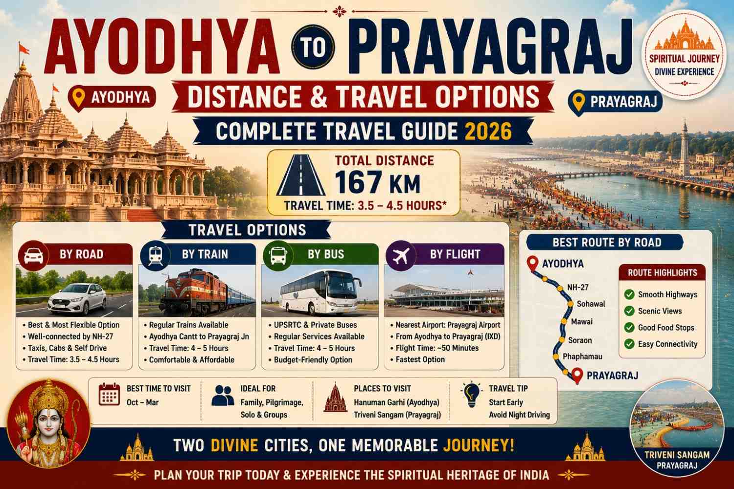 Ayodhya to Prayagraj Distance & Travel Options (Complete Travel Guide 2026)
