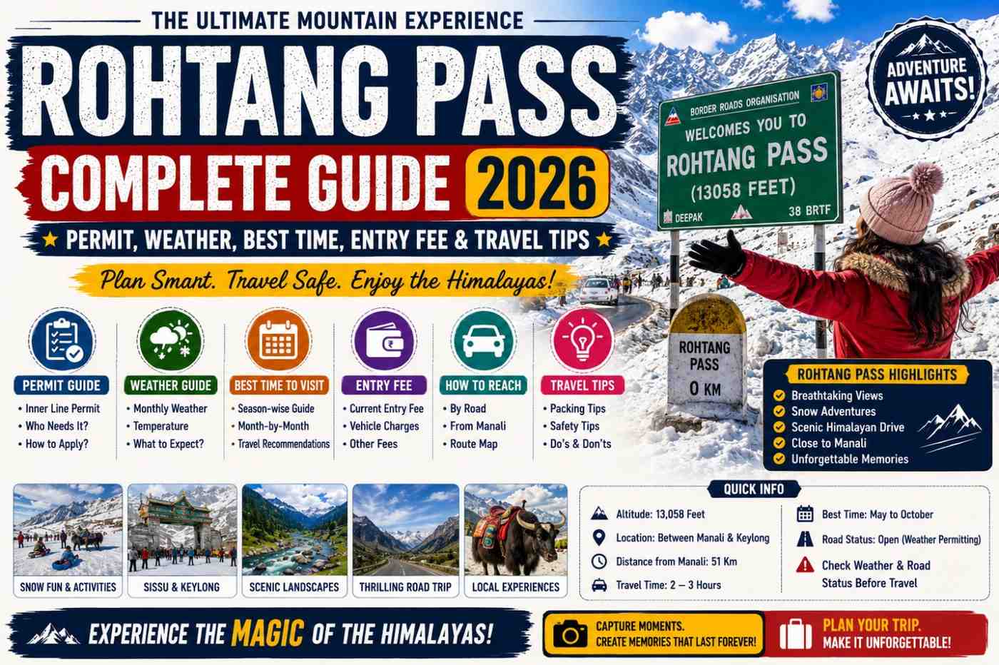 Rohtang Pass Complete Guide 2026 – Permit, Weather, Best Time, Entry Fee & Travel Tips