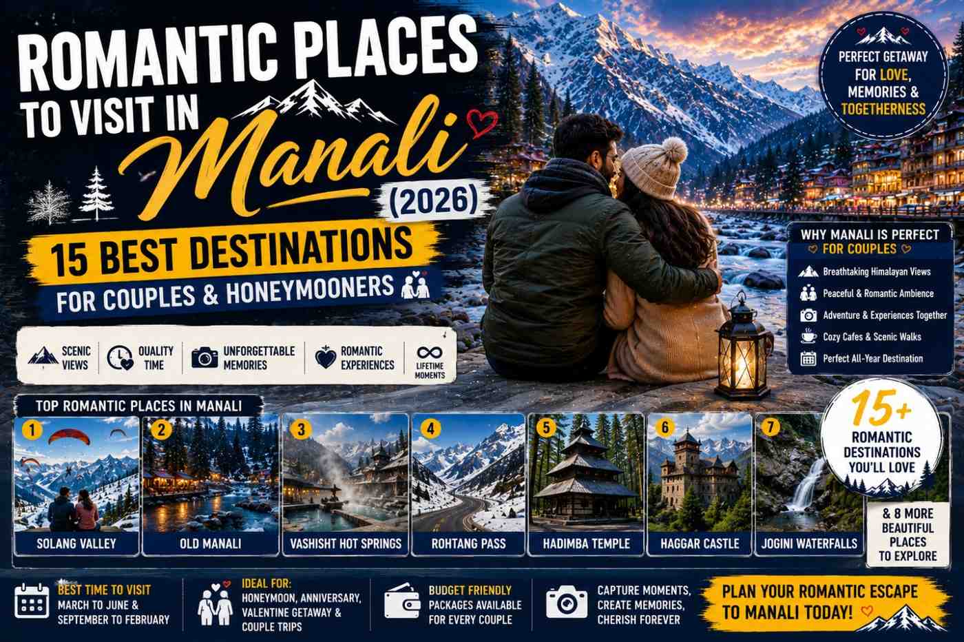 Romantic Places to Visit in Manali (2026) – 15 Best Destinations for Couples & Honeymooners